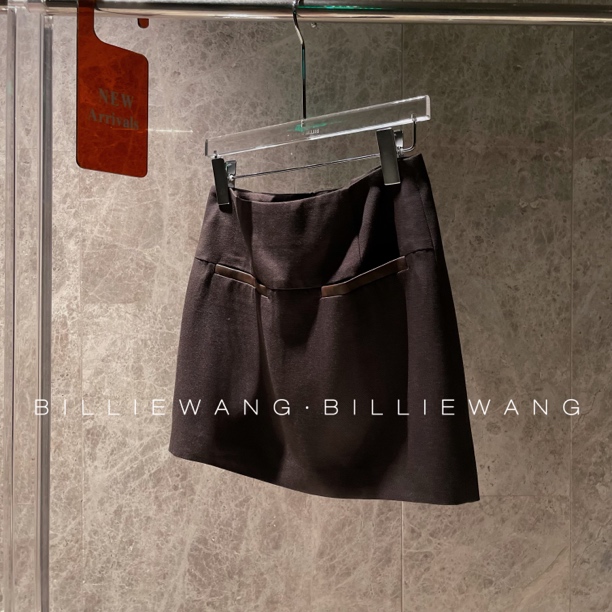 BW独立设计师高定系列｜丝光珠地｜褐色拼接半裙