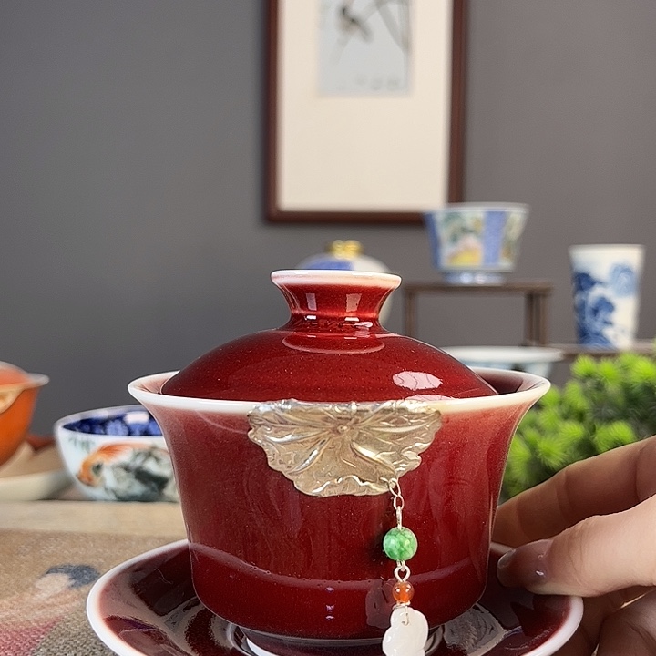 摆件景德柴烧茶杯多人