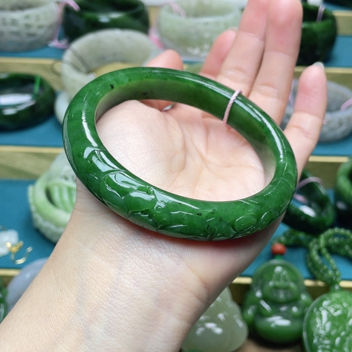 和田玉手镯62+圈口 编号79未镶嵌用****3