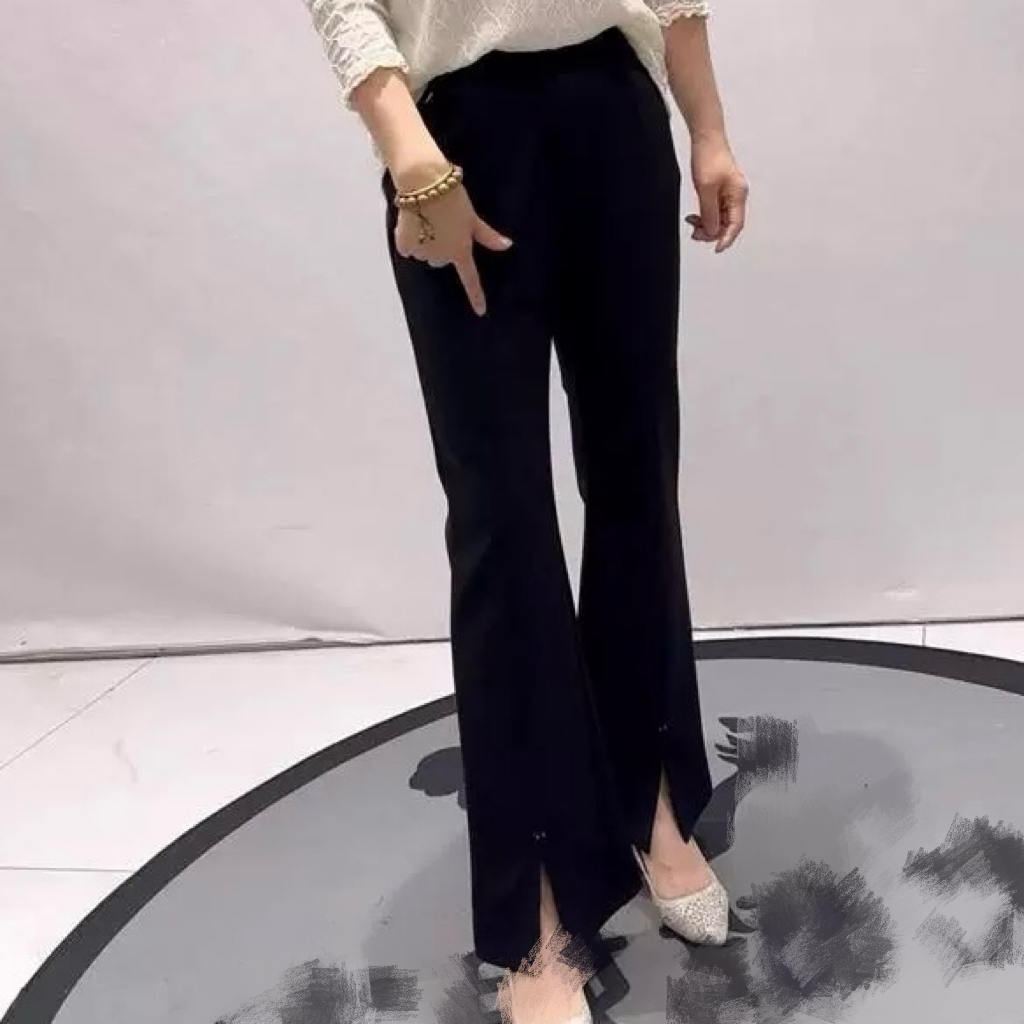 【芮娜依莲】26春季新款西装风时尚开叉喇叭裤-5381