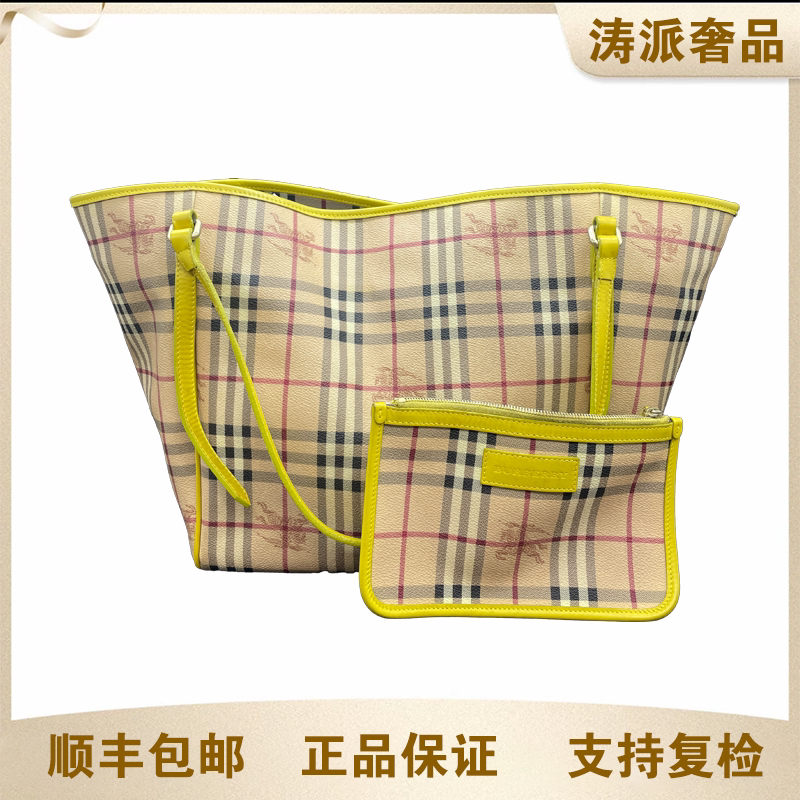95新 BURBERRY/博柏利 战马格纹托特单肩包/14832