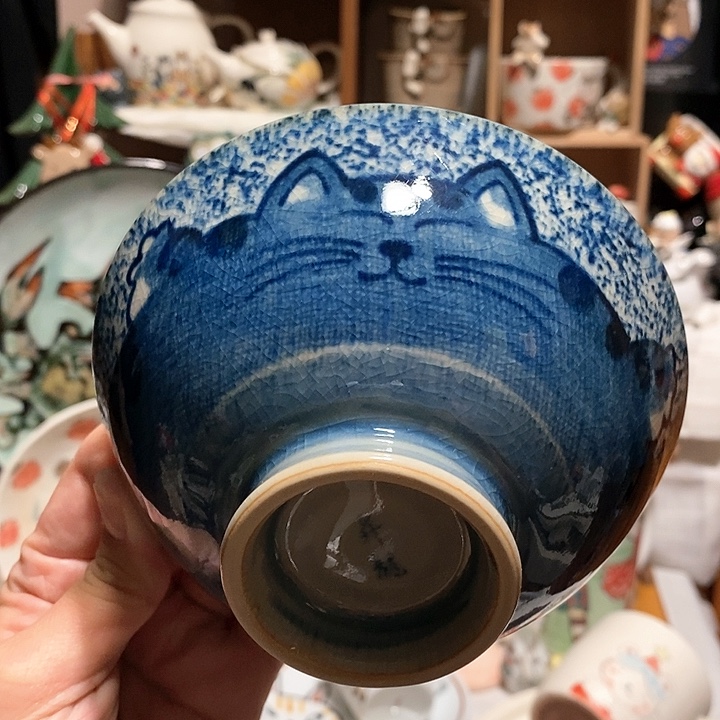 青花手绘米饭碗冰裂纹