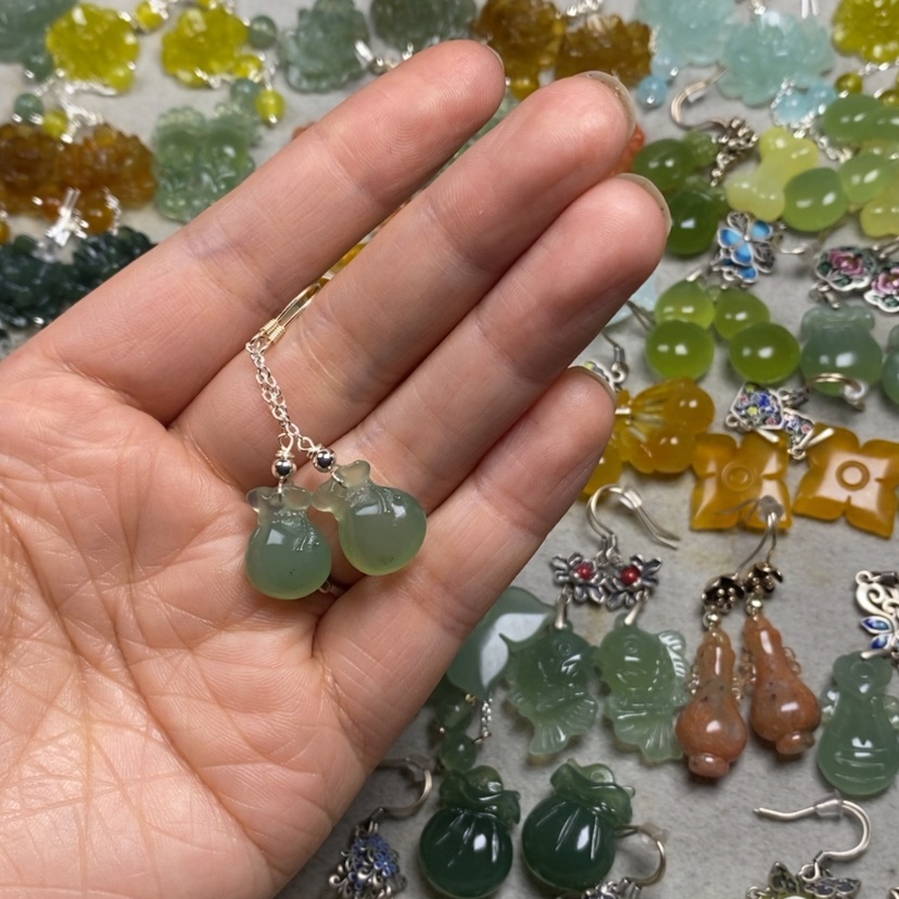 【闪购商品】蛇纹石玉未镶嵌挂件耳饰耳环项链