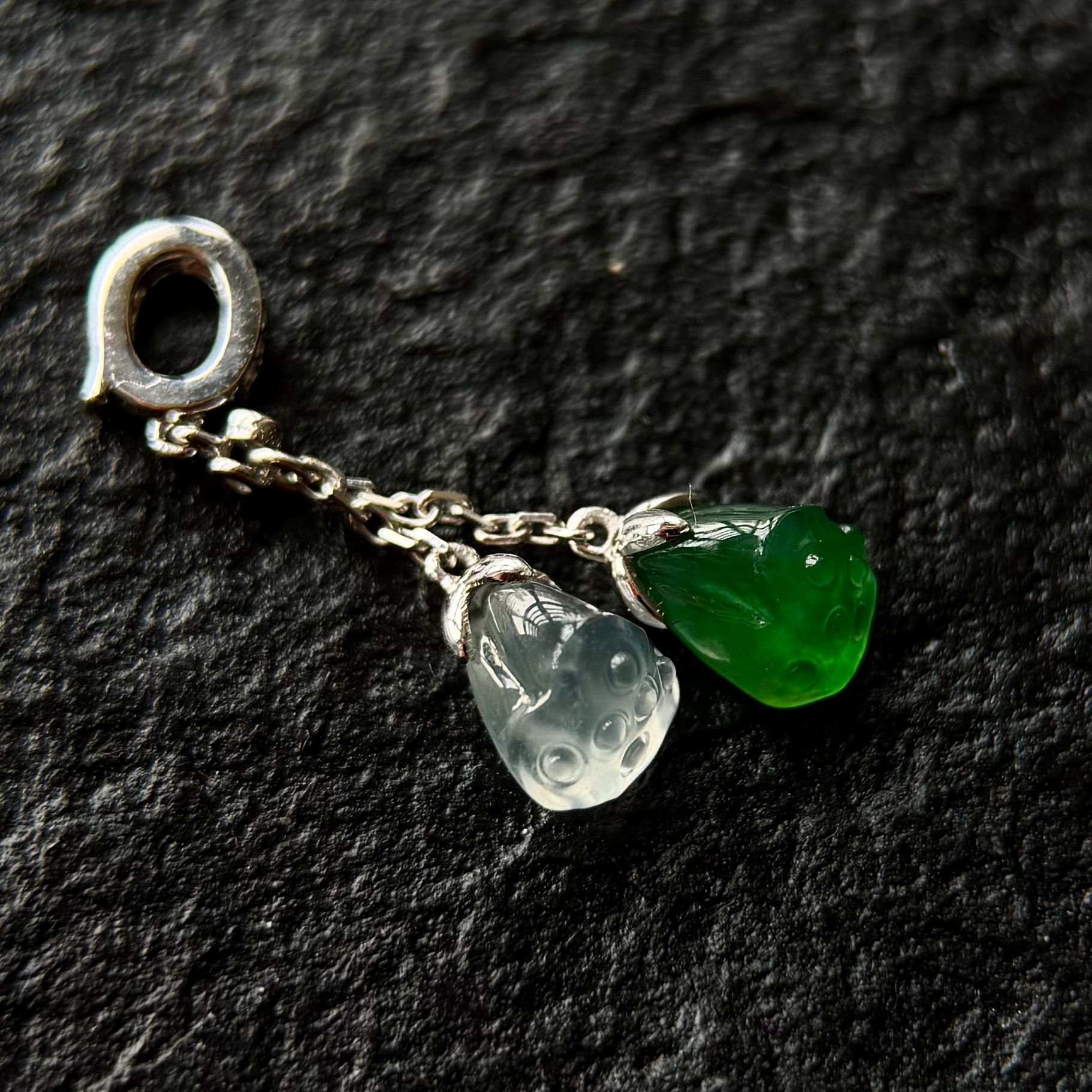 冰绿白冰莲蓬设计款滴流翡翠饰品缅甸天然A货翡翠气质精美精致