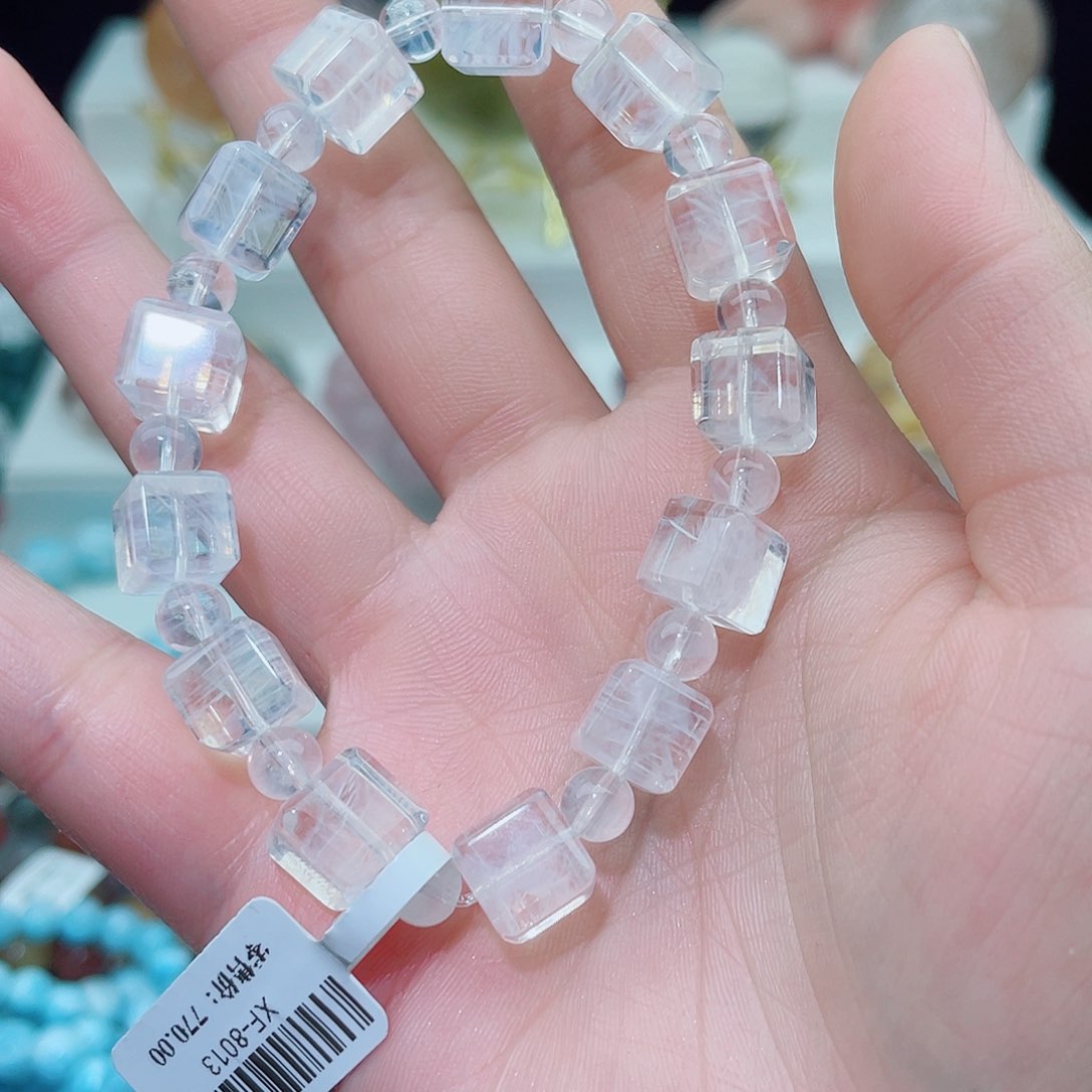 水晶手串未镶嵌蓝针9m m