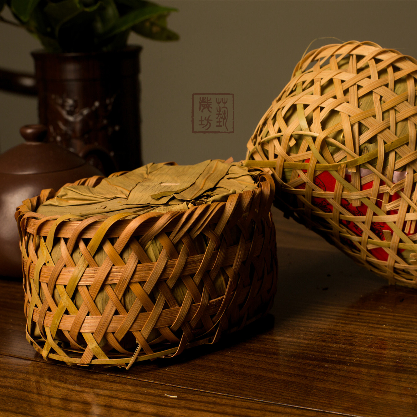 2018年特贡安茶艺岁坊祁门高山孙义顺老六安新品篮茶黑茶245g