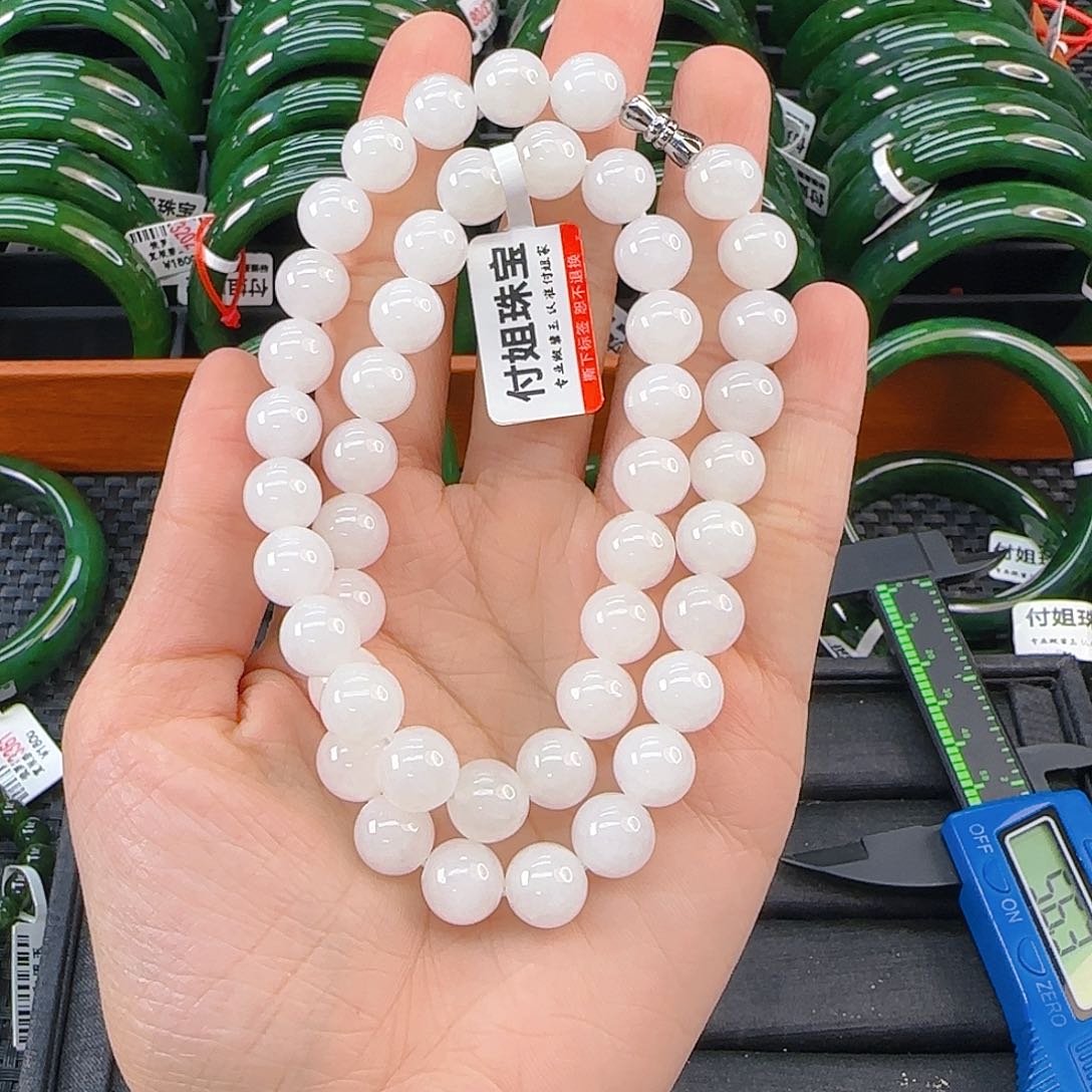 颈饰未镶嵌和田玉白玉妈妈链卡10