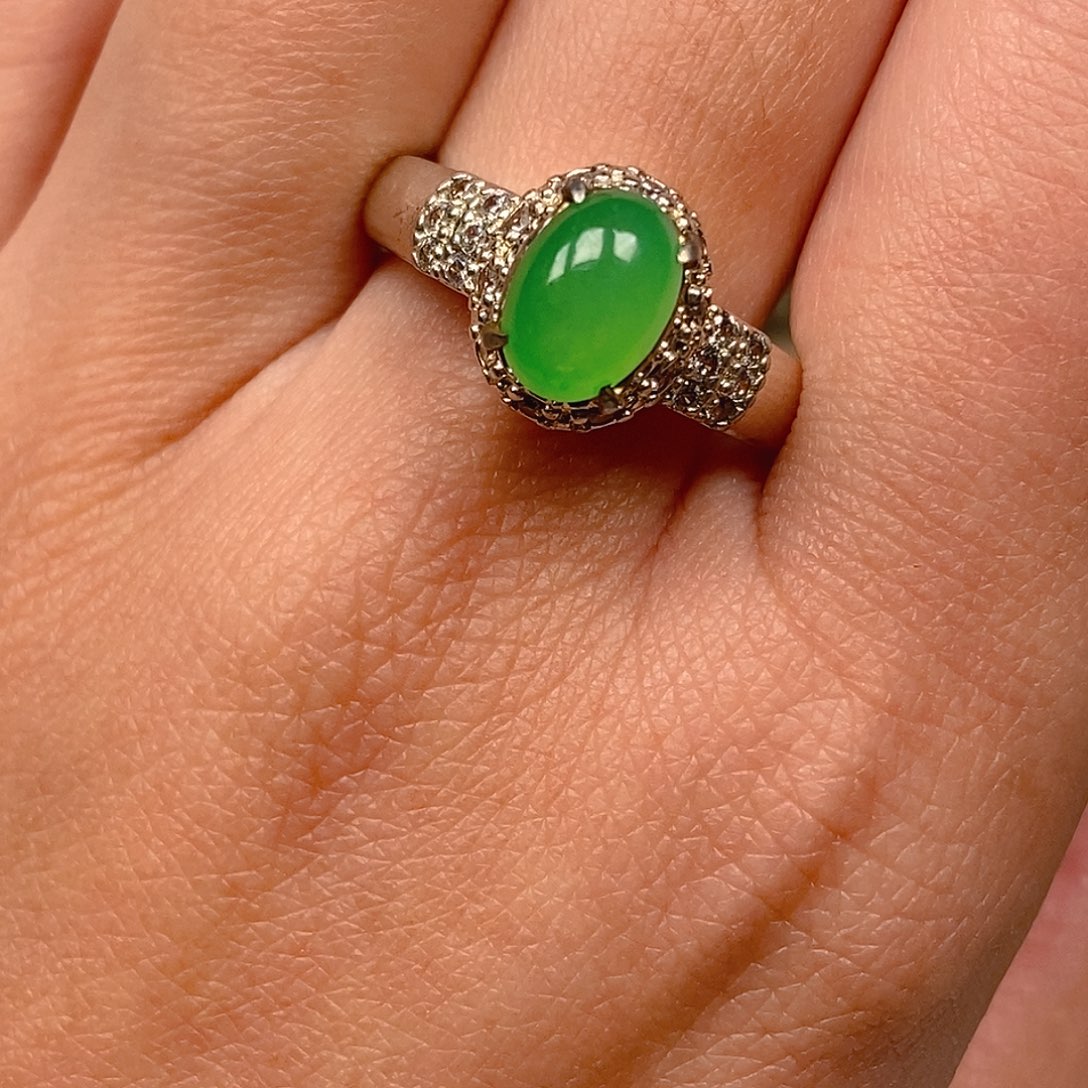 翡翠戒指未镶嵌m****e绿蛋面