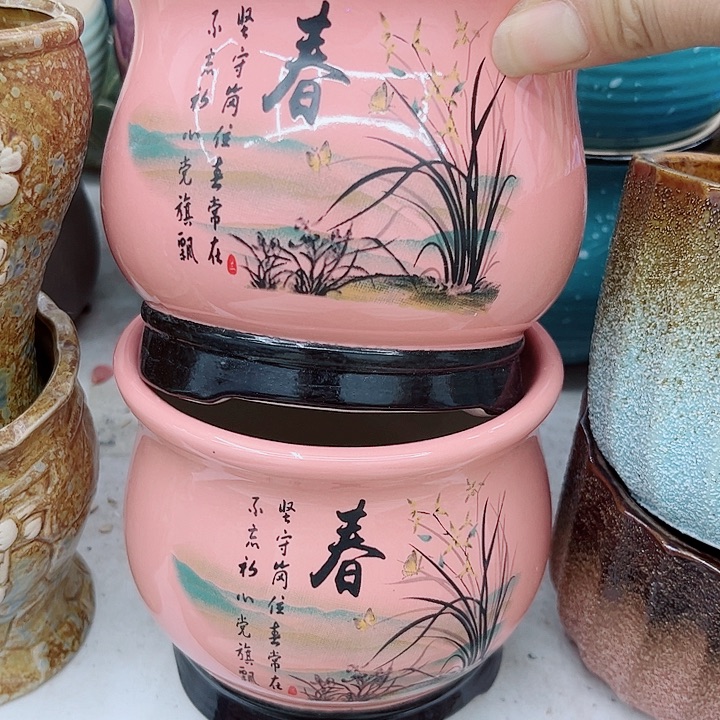 多肉绿植陶瓷花盆9.9包邮，有孔