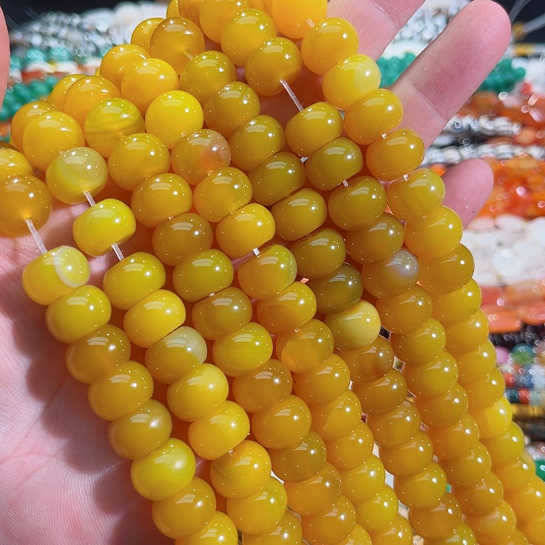 玛瑙/玉髓未镶嵌珠宝半成品黄玛瑙算盘14mm