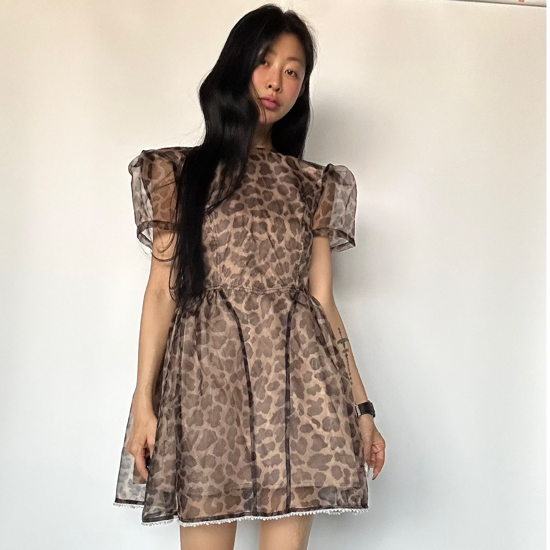 VIVISPLENDID19918#（定制款NO退NO换）纱纱欧美风短连衣裙