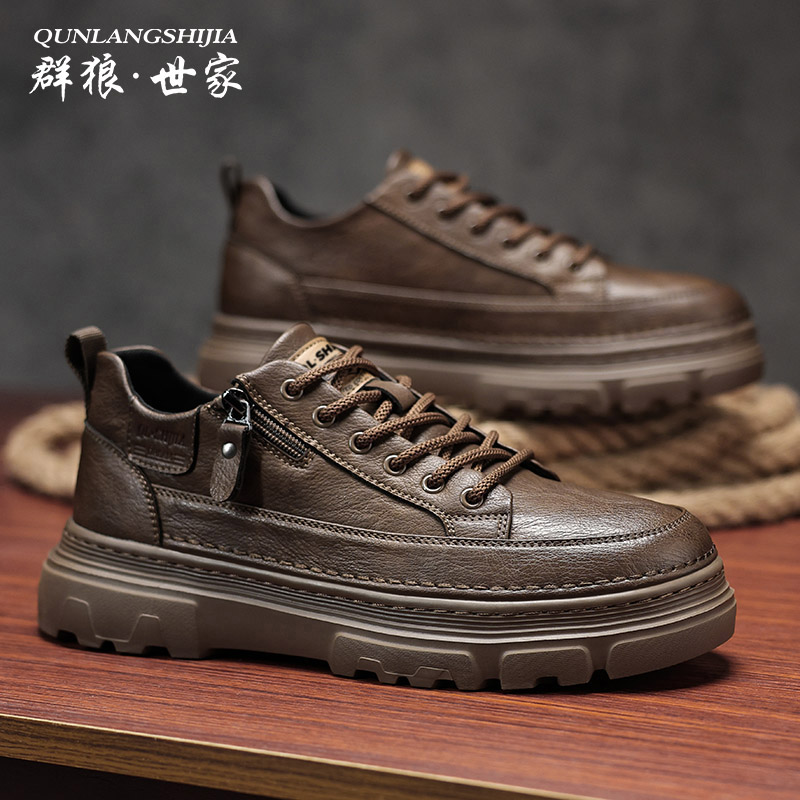 群狼·世家男鞋2026春秋新款户外休闲鞋透气马丁靴男板鞋百搭皮鞋