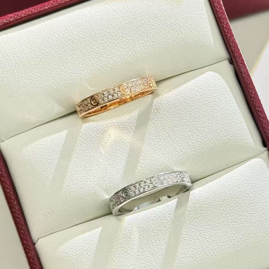 18k金重金版镶嵌天然钻石（3mm）窄版卡家戒指，多样性发其一GHJ