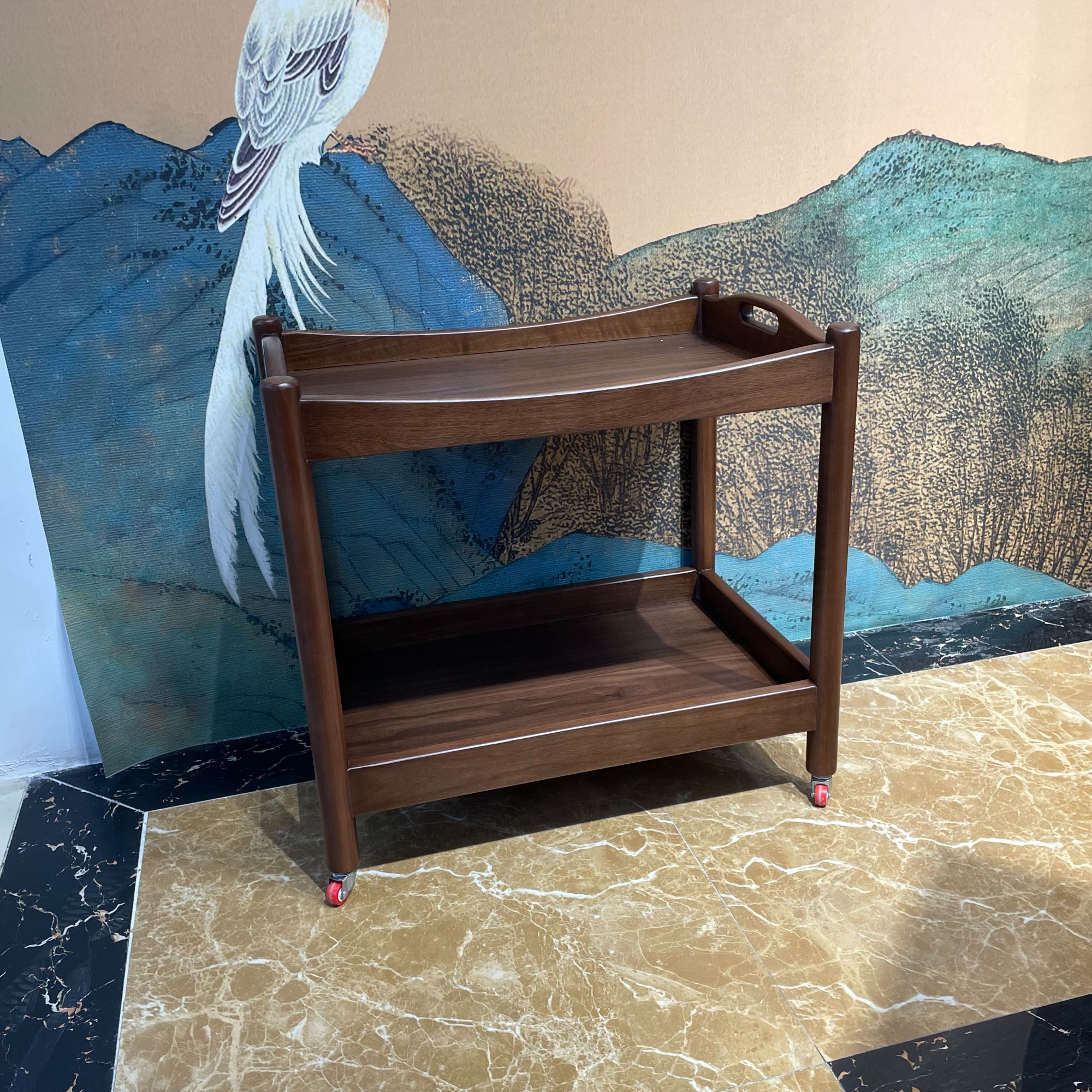 【北美黑胡桃木】移动小推车落地客厅新中式家用禅意美式简约（ZB）