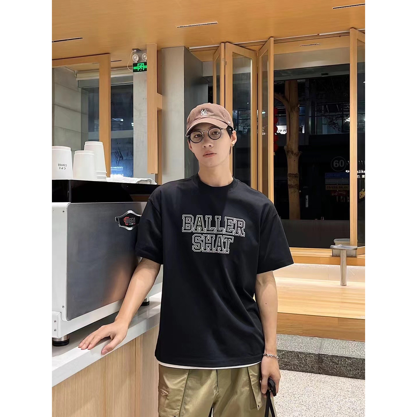 2024夏季短袖简单休闲8648百搭圆领情侣印花ins