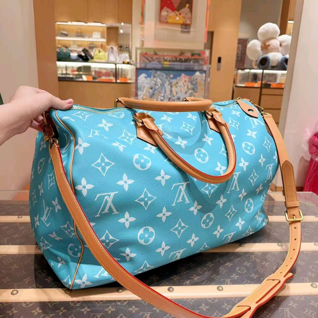 99新 LouisVuitton/路易威登 speedy50 限量款 P9绿松石芯片款/