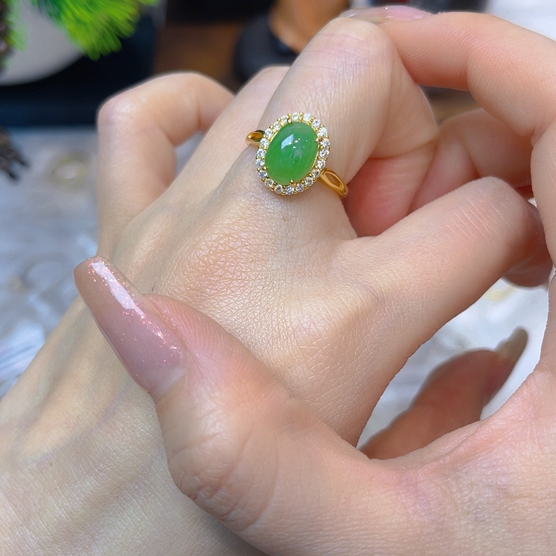 翡翠银S925镶嵌戒指