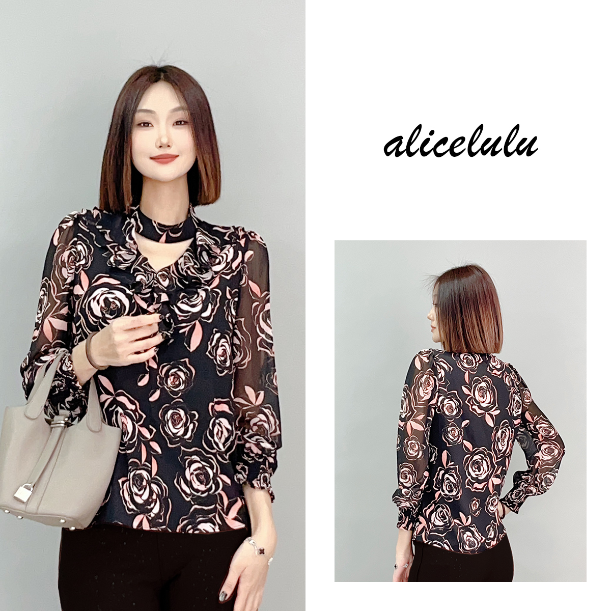 1 ALICE 玫瑰海衬衫 浪漫印花 优雅轻盈 S2141576J