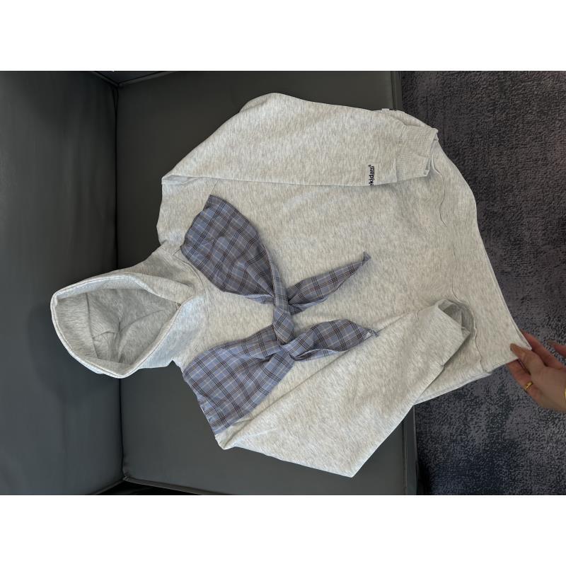 Z175 美式休闲重磅披肩蝴蝶结连帽卫衣宽松