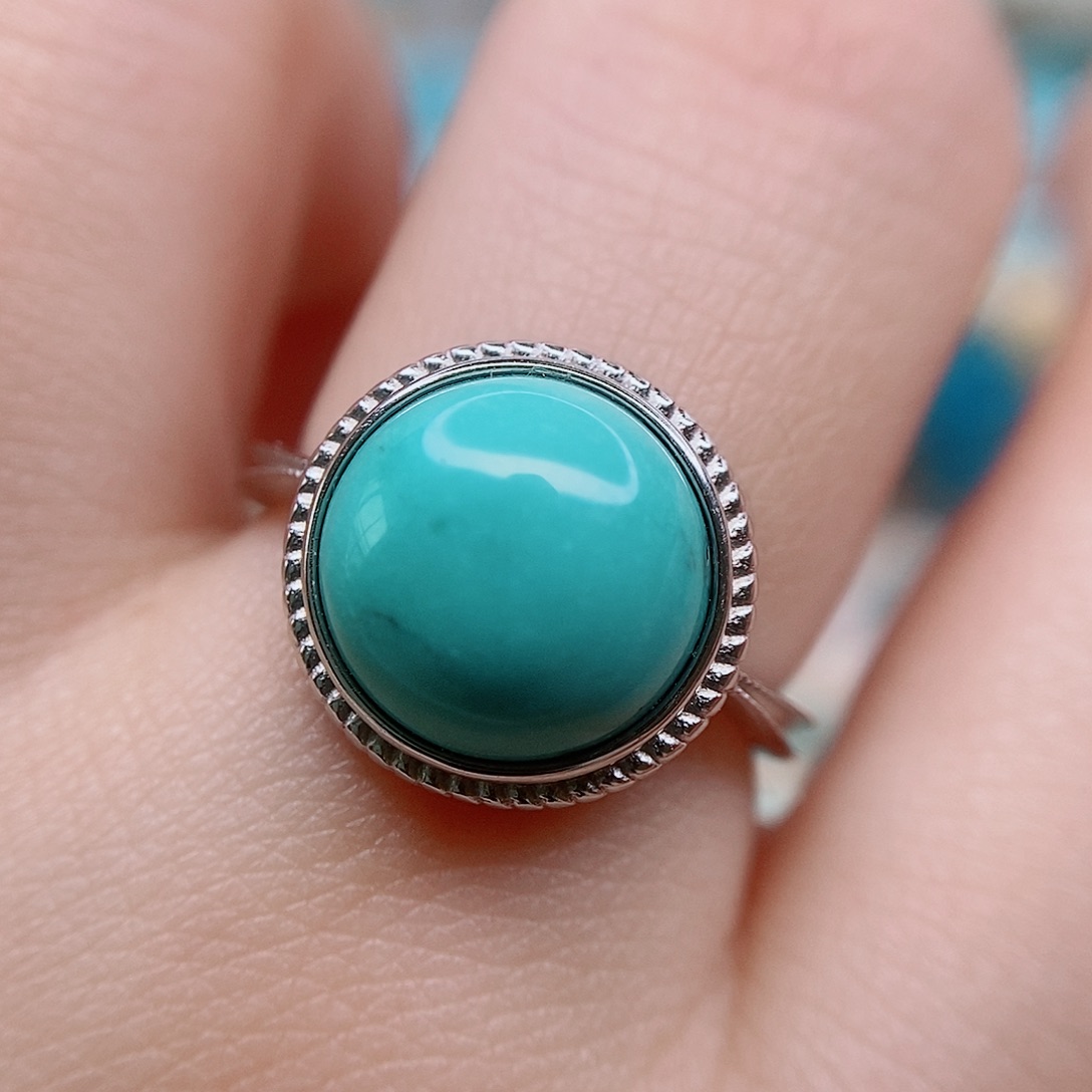绿松石戒指银S925镶嵌