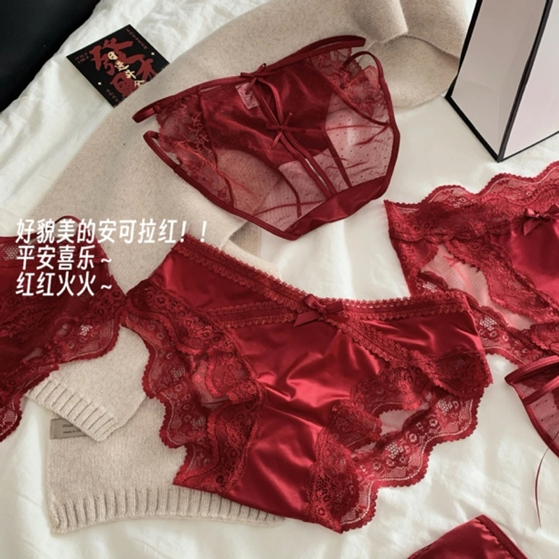 蛇年本命年蕾丝内裤女款六件套红裤衩