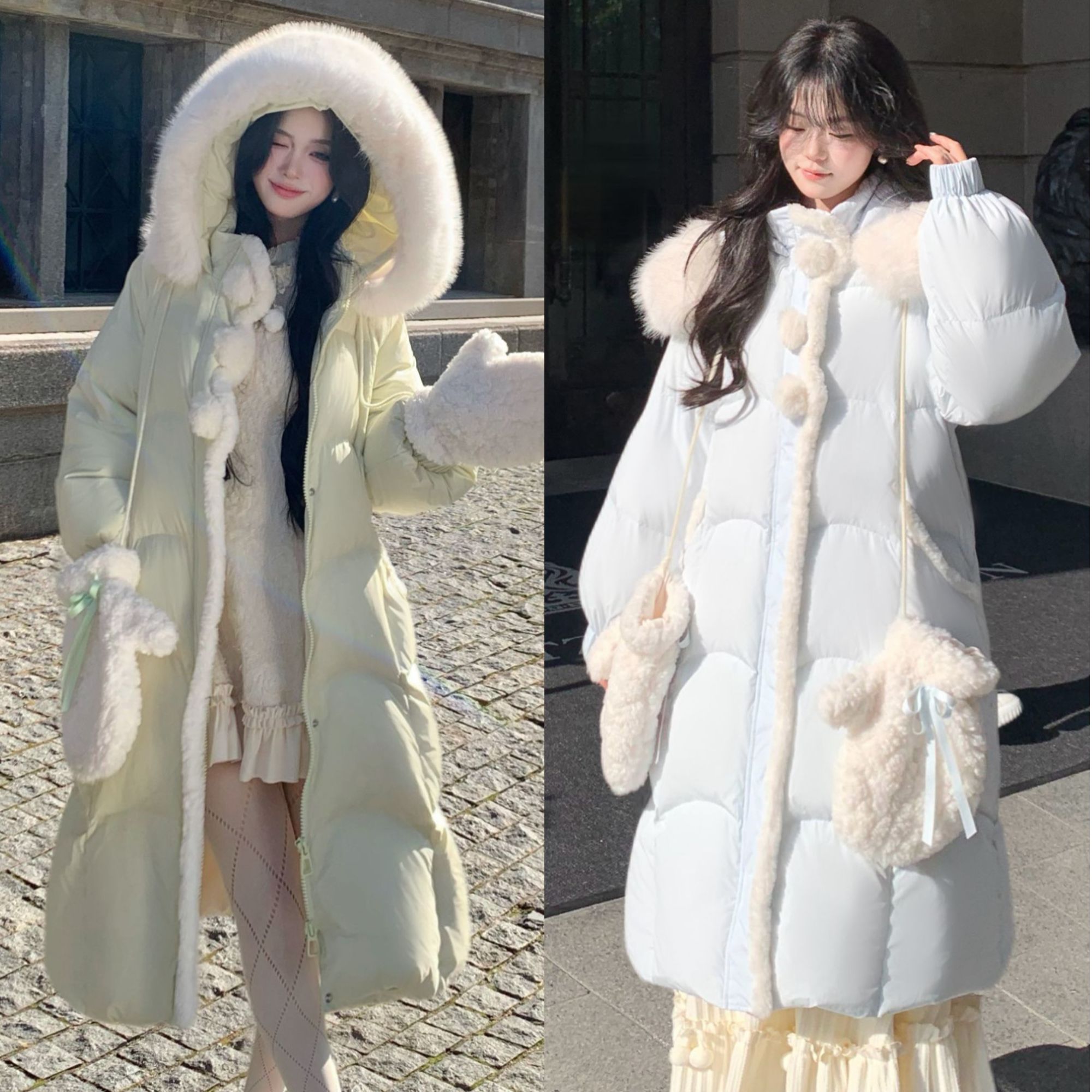 Blovelan凛冬恋歌 防风保暖长款羽绒服（送手套）
