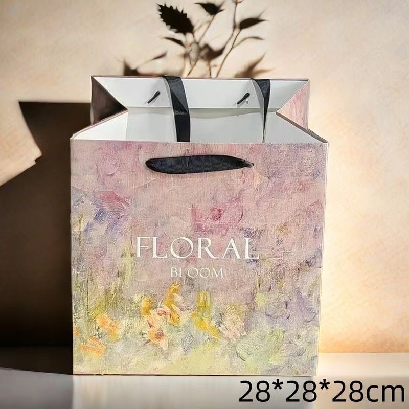 【单个不送】网红鲜花礼品袋鲜花包装手提袋批发伴手礼正方形手提袋