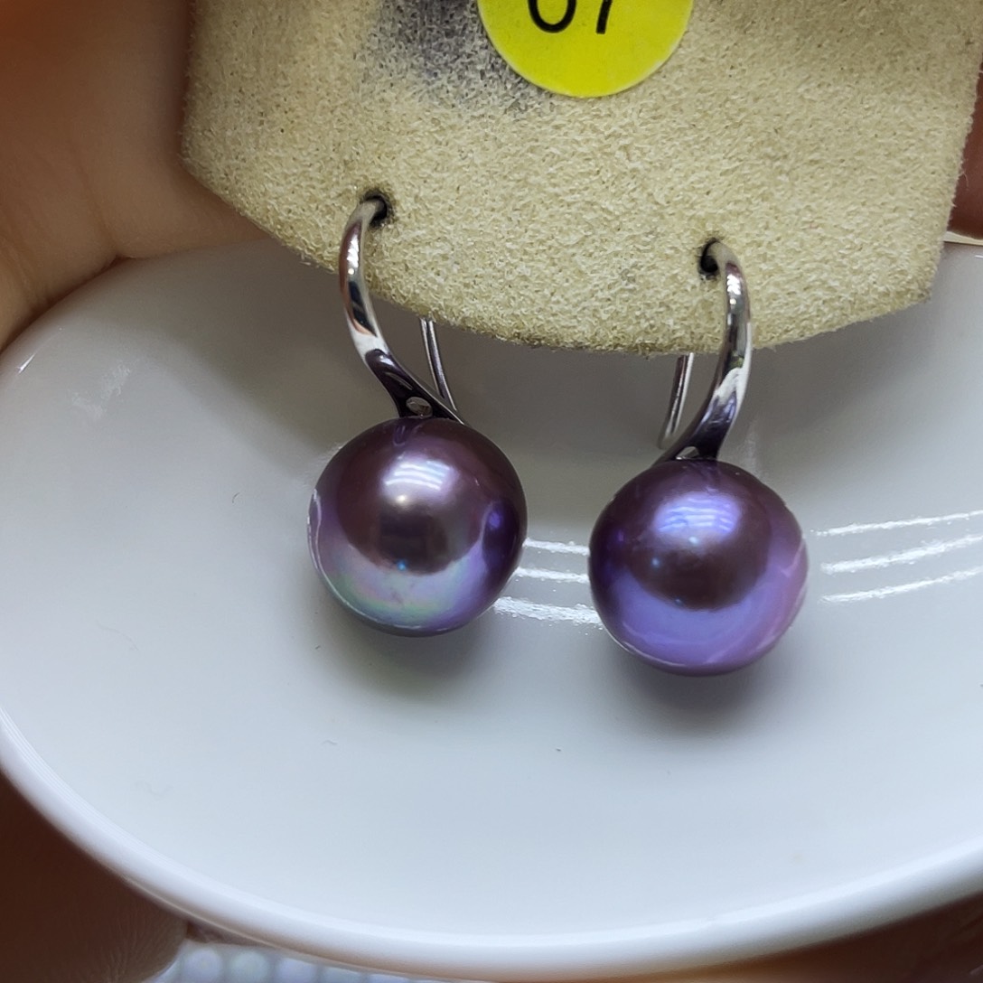 银S925镶嵌淡水珍珠耳饰