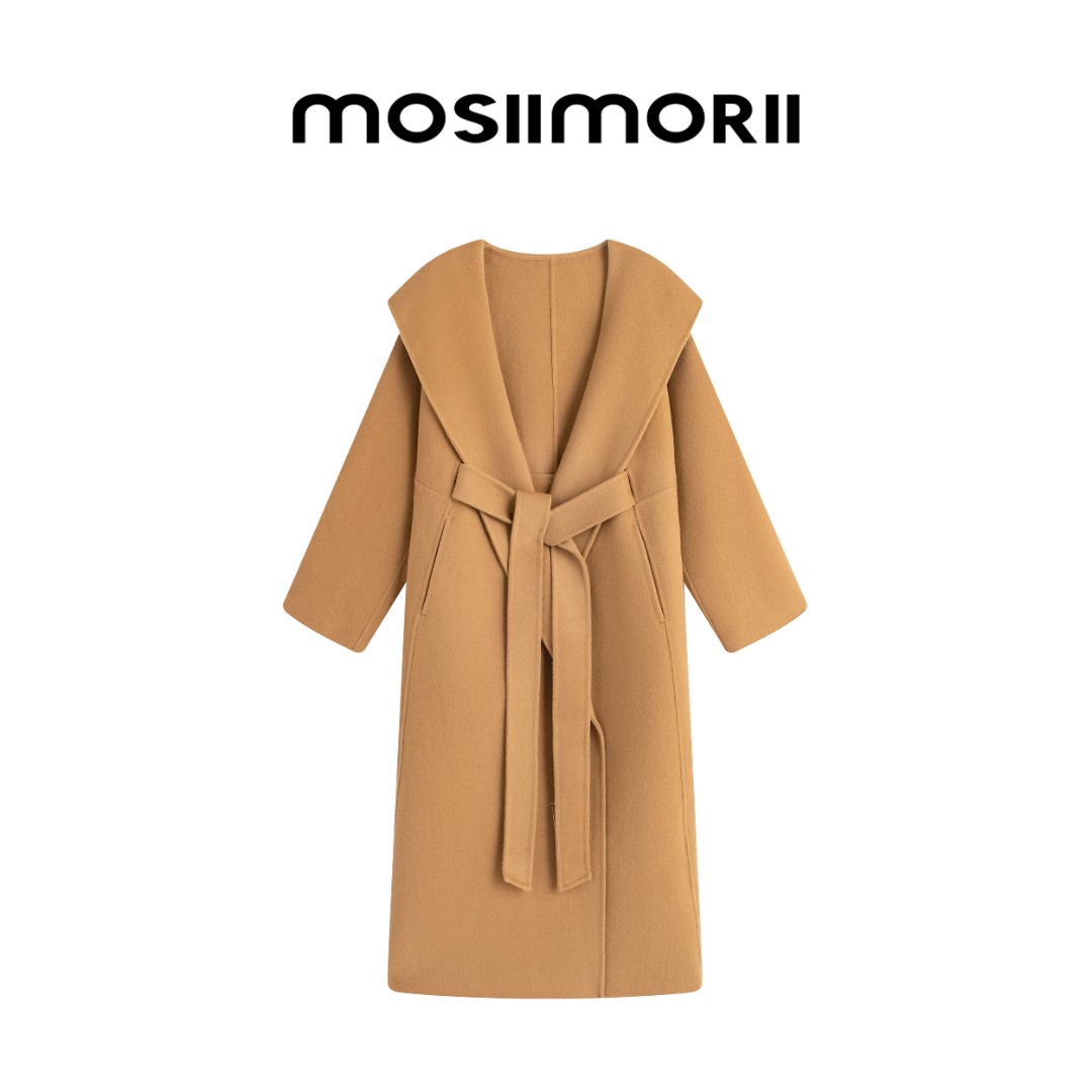 【勒斯酒庄】100%羊毛长款毛呢大翻领秋季时尚中长款轻奢大衣外套女