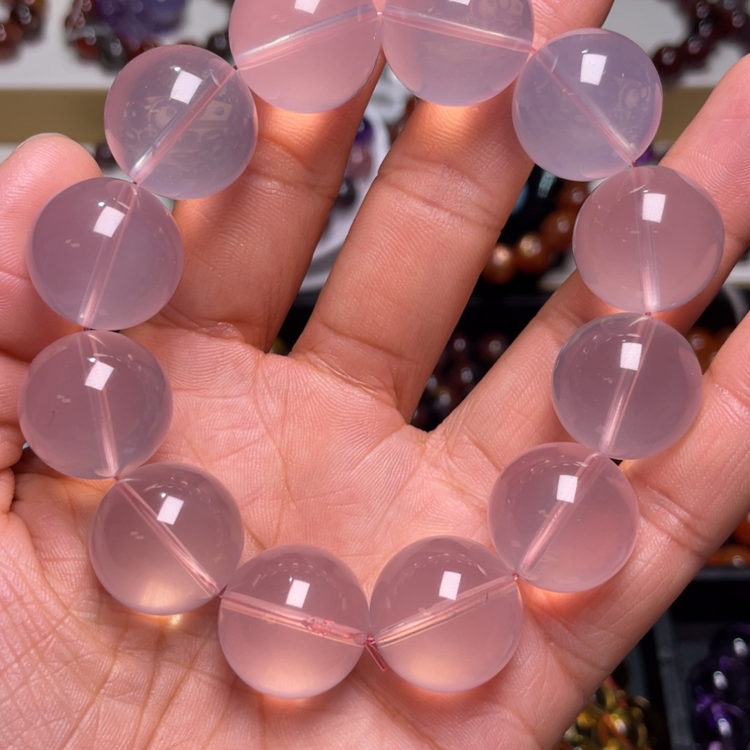 水晶手链未镶嵌大颗粒粉水晶