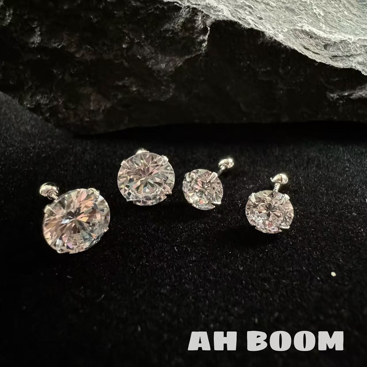 925银银制品 【单钻螺丝扣】设计师简约个性设计款百搭耳钉G193