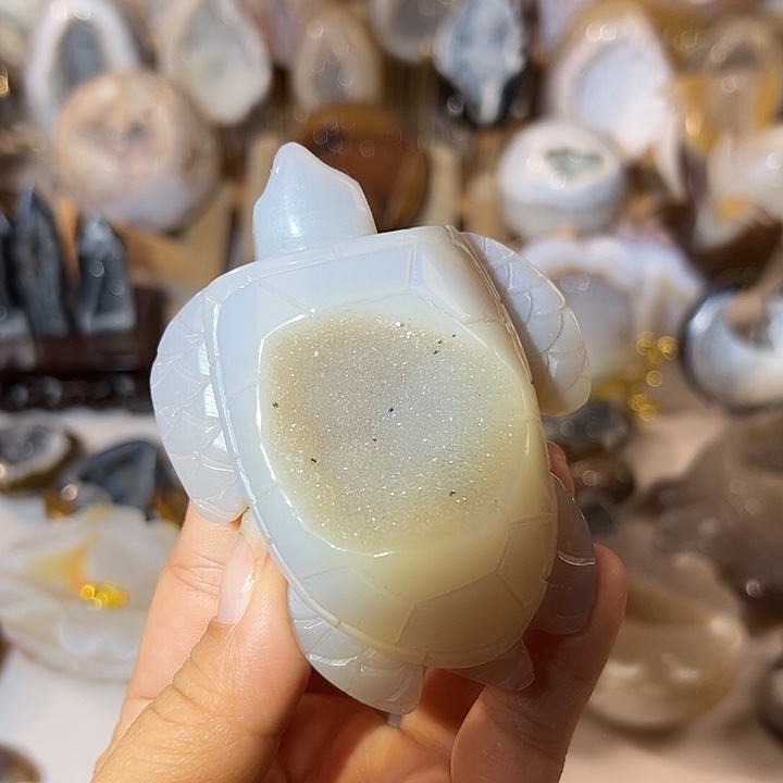 玛瑙/玉髓无未镶嵌凤*酱蓝色海龟