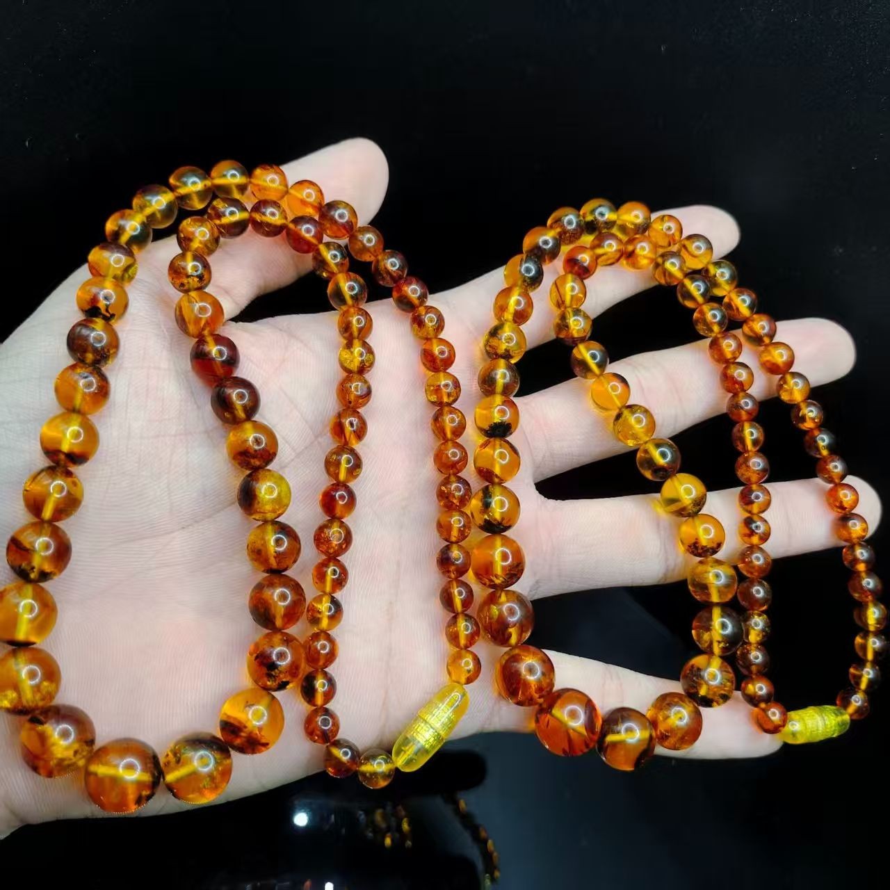 【康康严选】花珀琥珀塔链MS7【多样性发其一】约6-11mm+