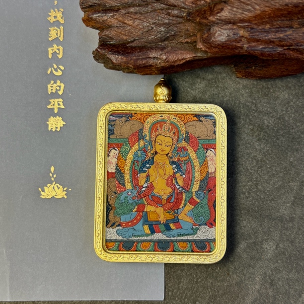 （藏卡骑狮文殊）生肖兔守护，智慧象征