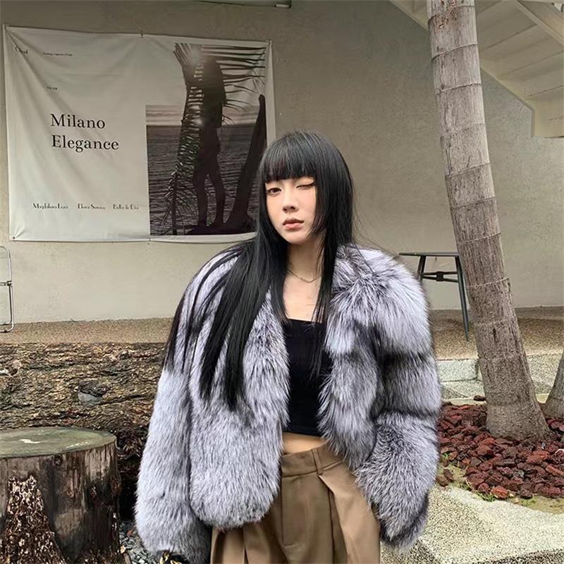 新款整狐狸毛气质外套女短款银狐毛显瘦小个子年轻款大衣正品洋气