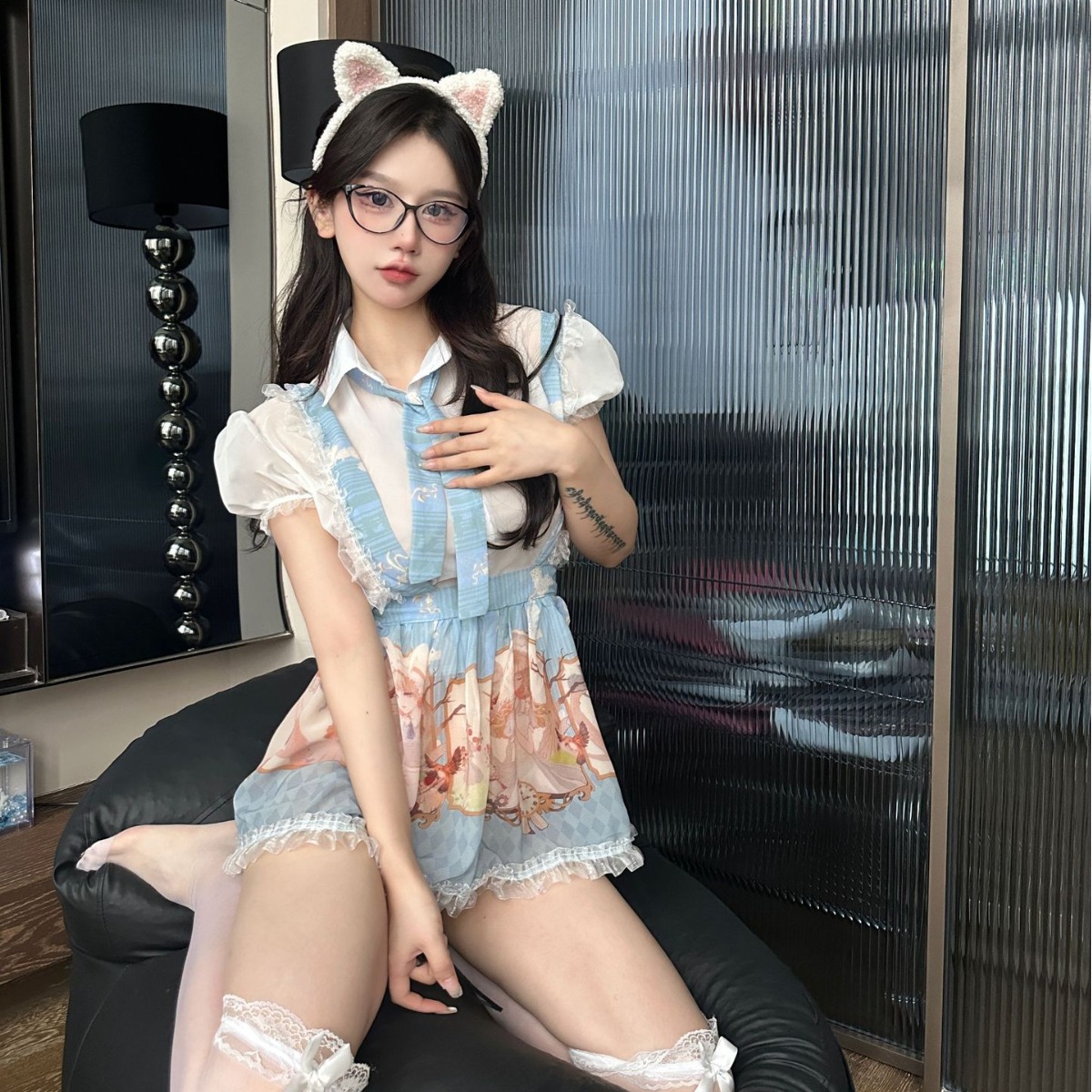 新款性感睡衣蕾丝显瘦时尚夏季复古洛丽塔日系甜美百搭法式学院风