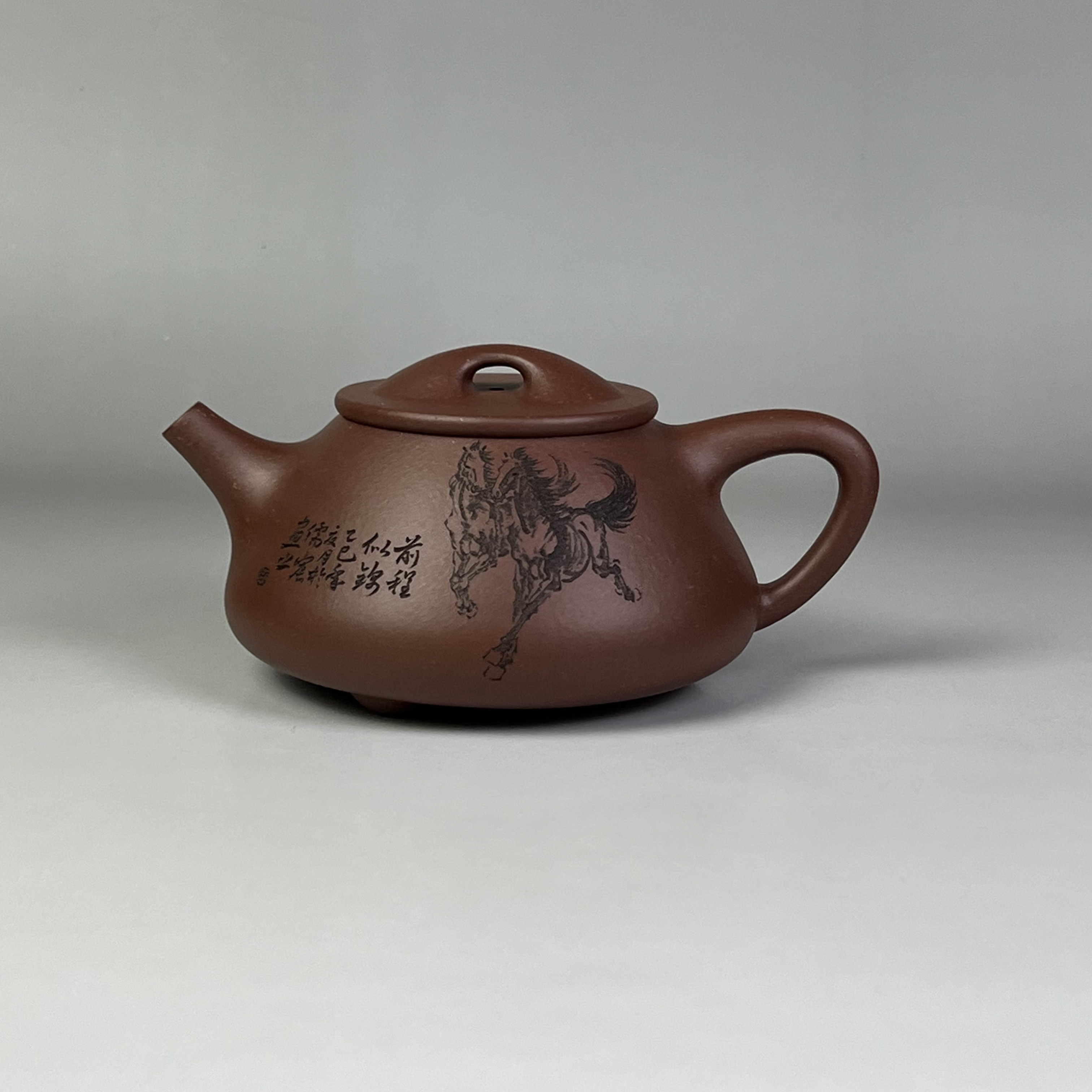 大石瓢壶（刻马）原矿底槽青泥 全手工制作 容量300CC