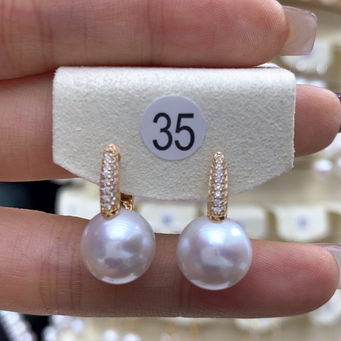 淡水珍珠耳饰银S925镶嵌