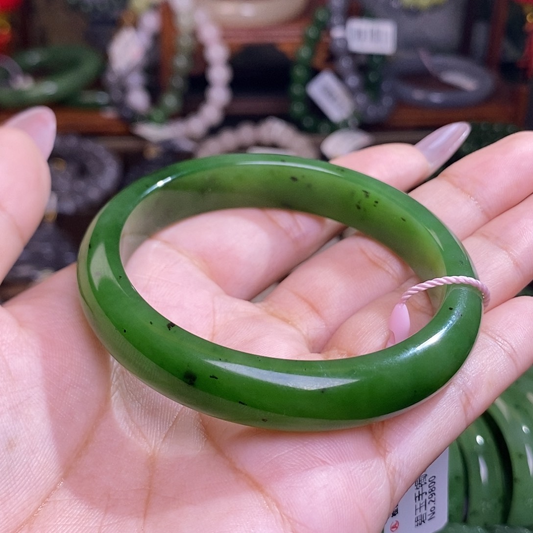 和田玉碧玉老料手镯56.5圈未镶嵌