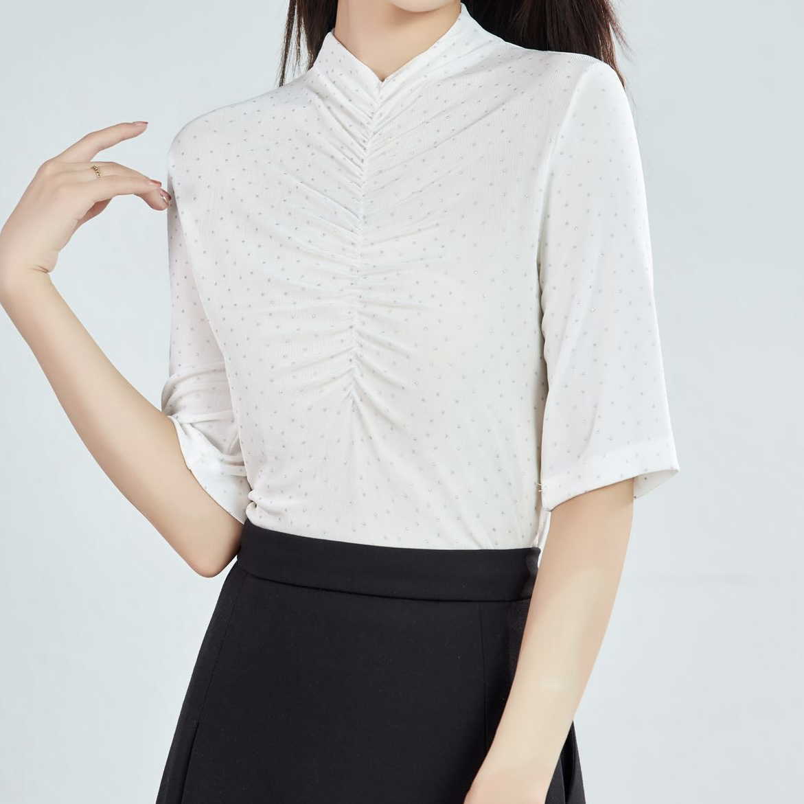 涵玖玥【三醋酸】新款设计款万年波点气质女人上衣纤95-24-0812