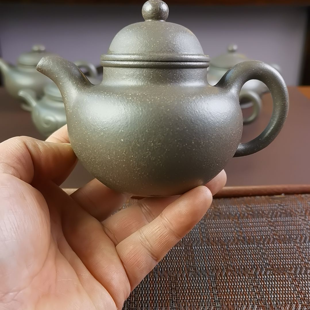 紫砂茶壶梨皮天青掇球300CC国工