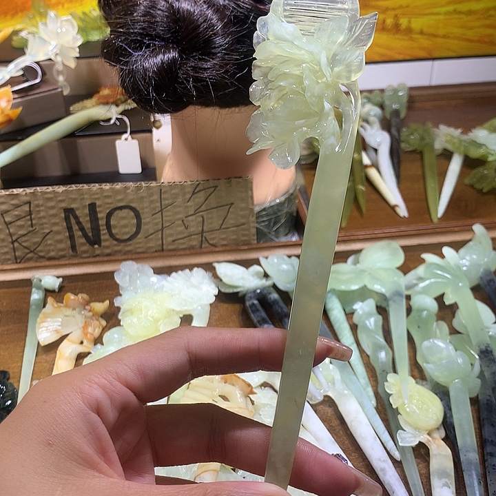蛇纹石玉合金发饰