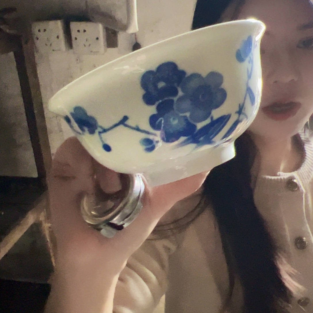 摆件陶景德镇翠竹青梅4.75寸碗
