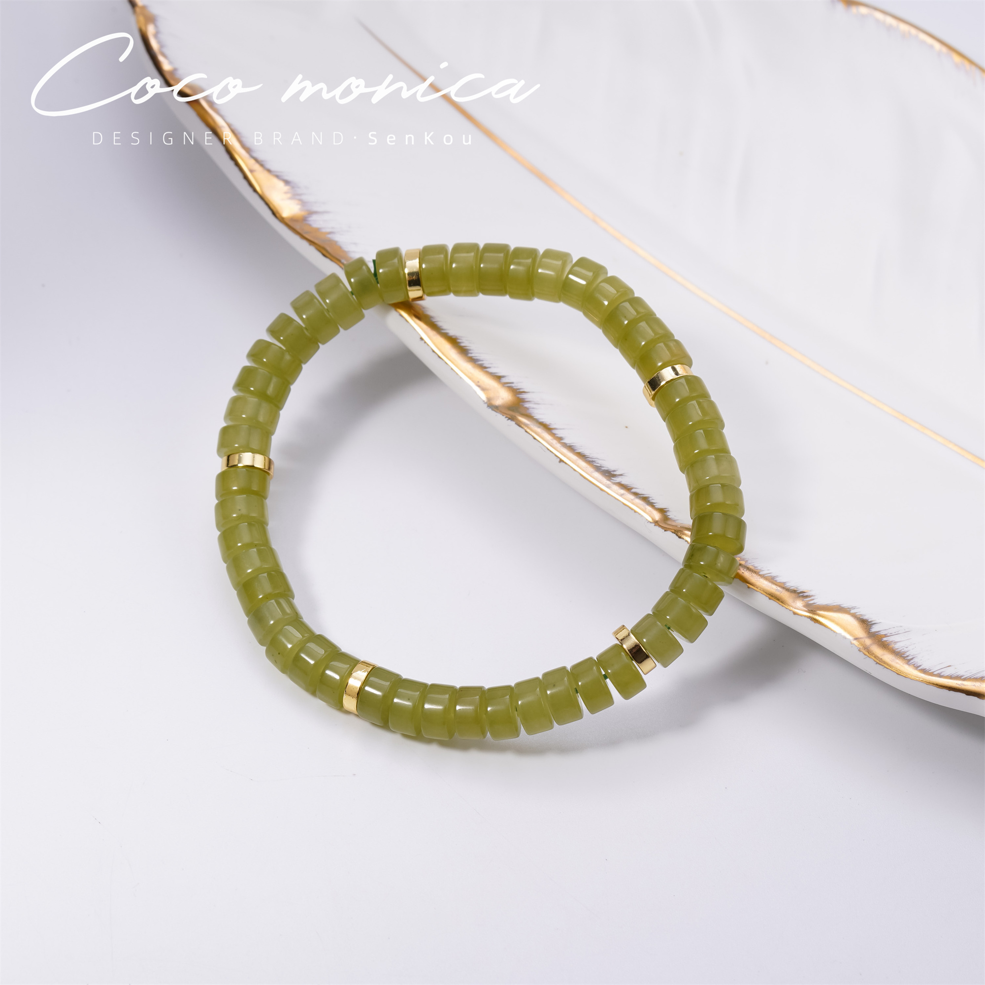 【小霞珠宝】岫玉女款桶珠百搭手链手串AE420小药片