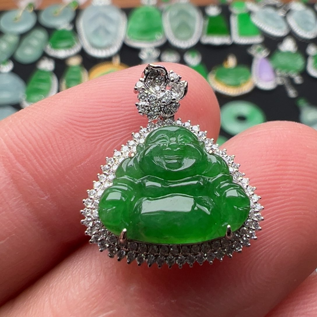 翡翠颈饰18K金镶嵌佛10