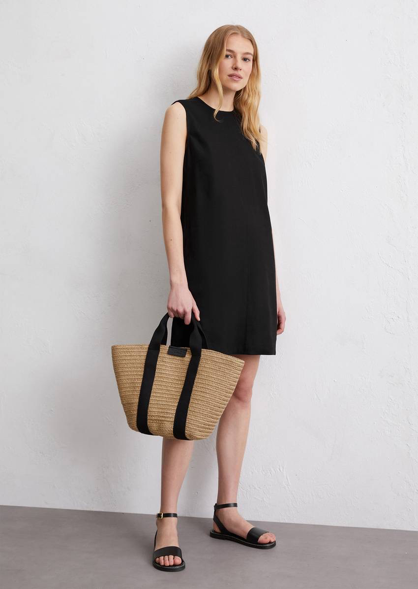 闪闪兒 气质大牌简约亚麻连衣裙 9115