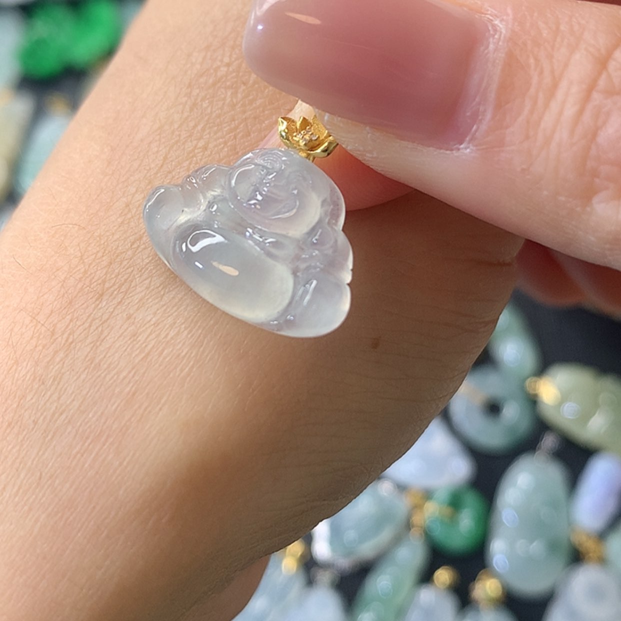 【闪购商品】翡翠吊坠(赠链)18K金镶嵌