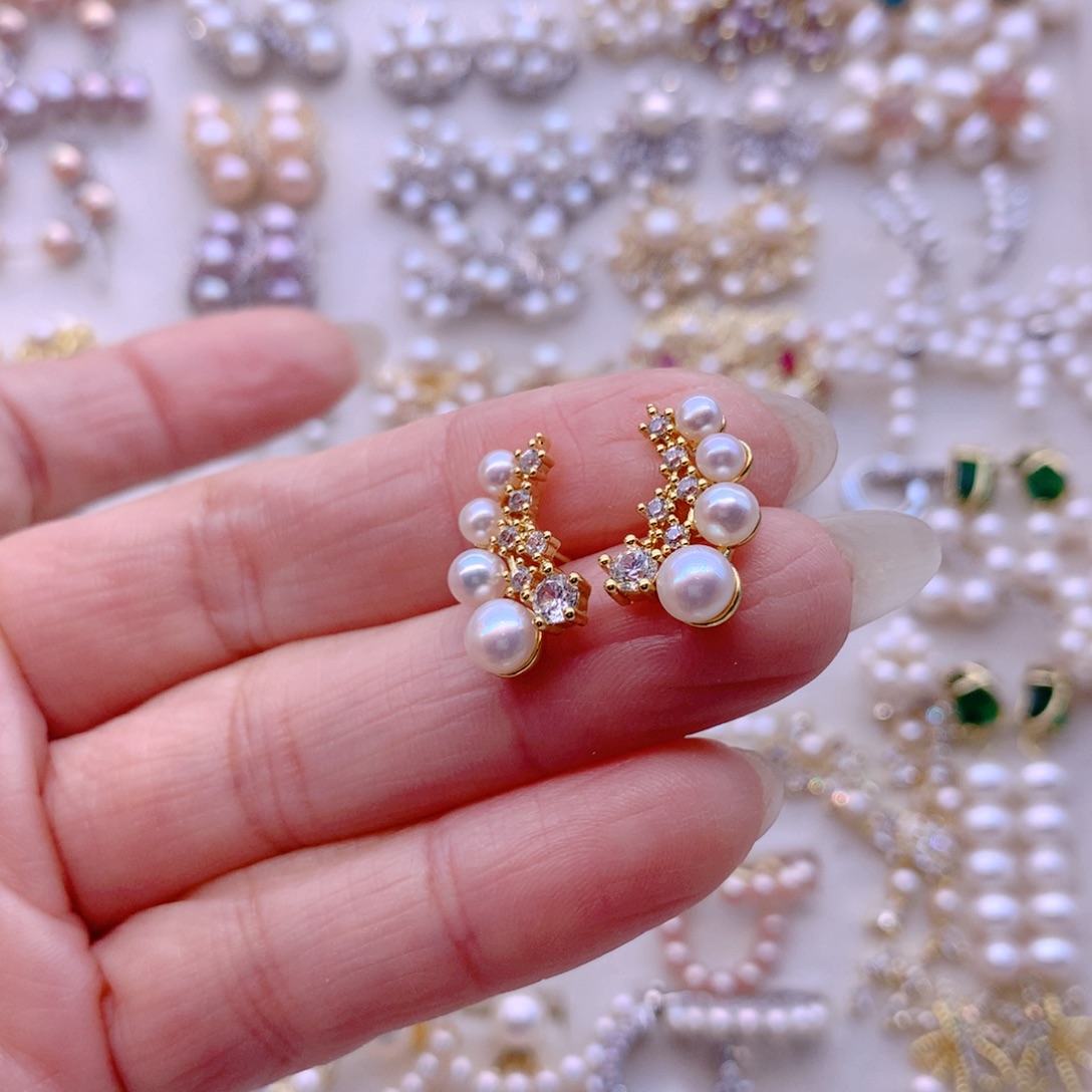 淡水珍珠耳饰合金