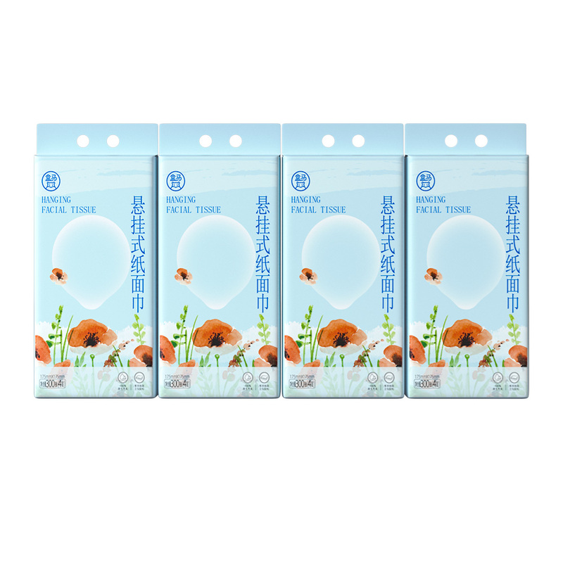 盒马 悬挂式纸面巾 300抽*4包 家用一次性纸巾抽纸
