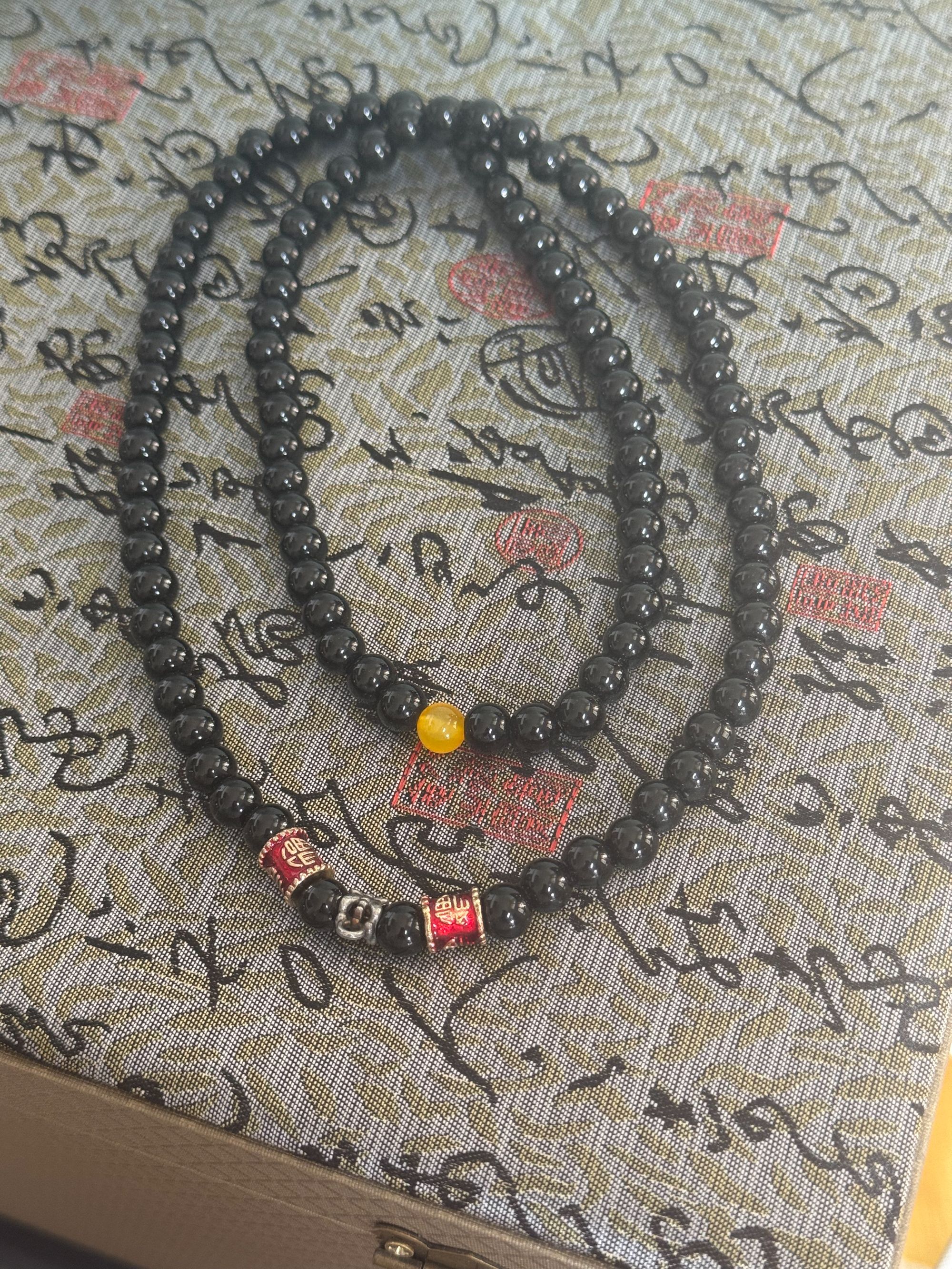 加长款黑古子全珠链项链一条